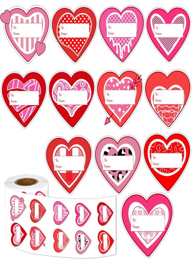 AWEELON 600Pcs Valentine's Day Tag Stickers 2IN Heart to & from Gift Name Tag Self-Adhesive Labels for Holidays and Birthdays Decoration 12 Design - Image 1